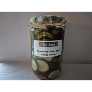 Agurkesalat  i tykke skiver med chili 500g